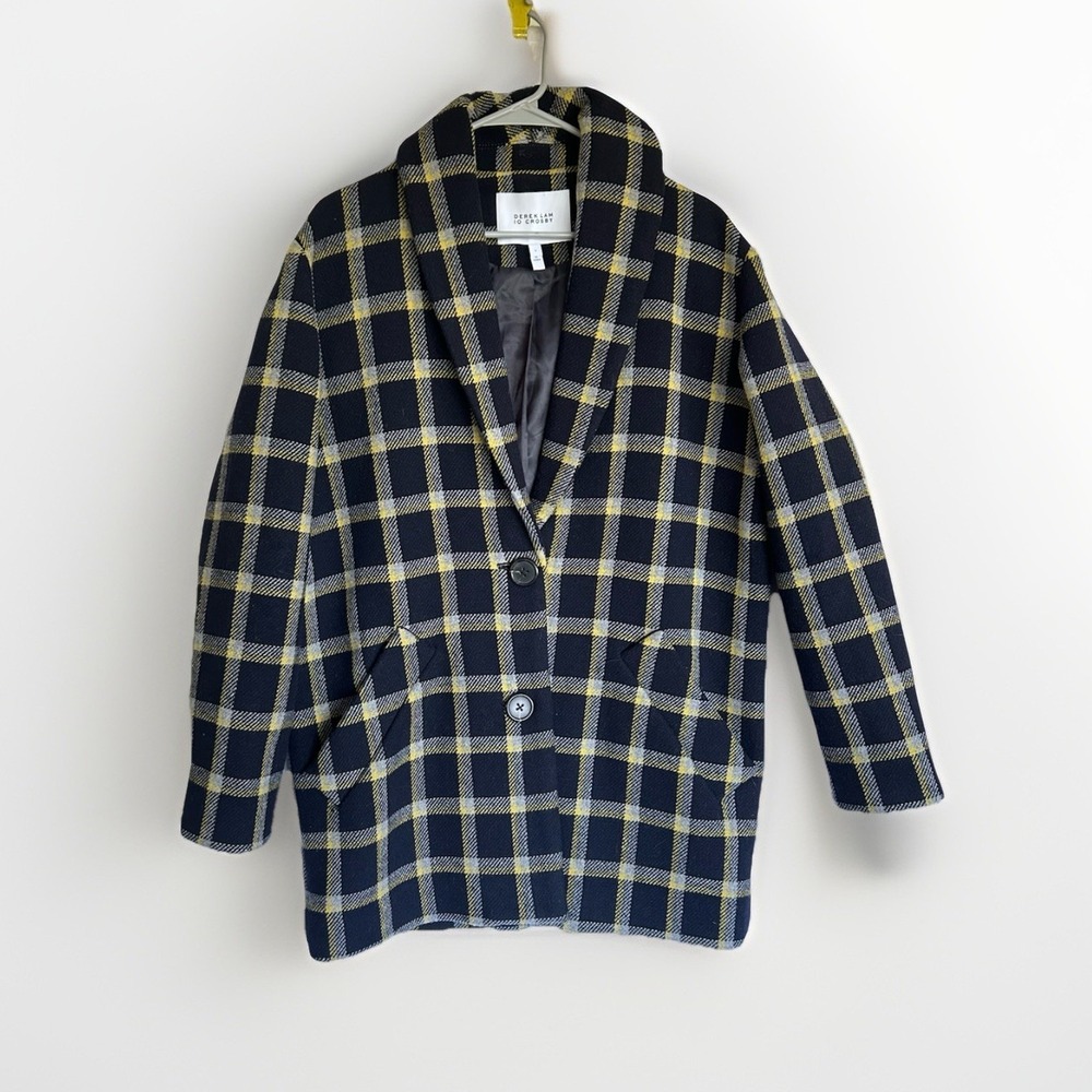 Derek Lam 10 Crosby Italian Women's Sz 6 Wool Plaid Pea Coat Jacket